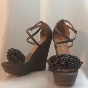 Grey Suede Platform Heels